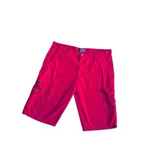 Vertical Shorts Men 38 Red Button Pocket‎ Zipper Summer Streetwear Cargo